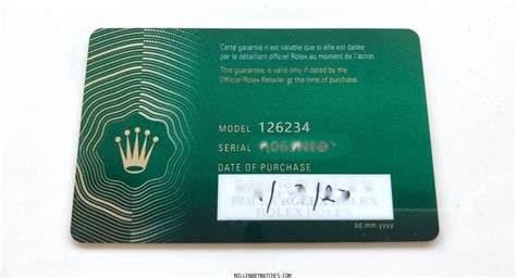 rolex guarantee card